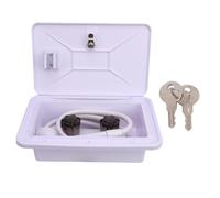 Luocute Boîte de Robinet Extérieur RV Portable, Kit de Douche avec Tuyau de 1,5 M, Pomme de Douche pour Véhicule de Camping en Plein Air, Camion et Bateau, Eau Chaude/Froide (WHITE)