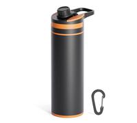 Luocute Bouteille Filtrante à Eau, Ultra Filtration élimine 99,99% des Bactéries et des Parasites, avec Charbon Actif en Coquille de Noix de Coco pour le Camping, la Randonnée, la (ORANGE)