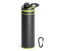 Luocute Bouteille Filtrante à Eau, Ultra Filtration élimine 99,99% des Bactéries et des Parasites, avec Charbon Actif en Coquille de Noix de Coco pour le Camping, la Randonnée, la (GREEN)