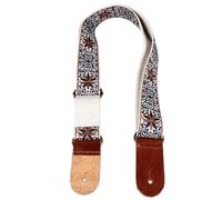 Luocute Broderie Ethnique Sangle Ukulélé avec Extrémités en Cuir (style 1) | Ajustement d\'épaule réglable, matériau tissé en nylon, compatible avec toutes les tailles Uke, aide au jeu sécurisée