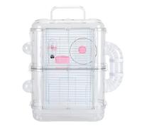 Luocute Cage pour Hamster, à Double Couche pour Petits Animaux avec Grande Porte Avant, Tunnel de Connexion, Poignée Cachée et Plusieurs Boucles de Verrouillage pour Hamsters Nains, (2 Niveaux)