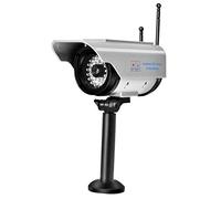 Luocute Caméra Mannequin à énergie Solaire, Fausse Caméra de sécurité avec Support Réglable à LED Clignotant pour la Surveillance Intérieure Extérieure en Argent