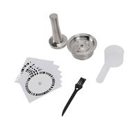 Luocute Capsule de café Réutilisable, Dosette de café Rechargeable en Acier Inoxydable de 230ML avec Boucle d'étanchéité D'autocollants de Brosse de Cuillère de Bourrage, pour une