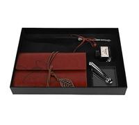 Luocute Carnet D'écriture Vintage en Cuir avec Stylo à Plume, Ensemble de Calligraphie élégant pour Hommes et Femmes Enseignants (BLACK)