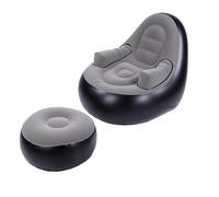 Luocute Chaise Gonflable avec Repose-Pieds, canapé Gonflable avec Floquée (Gris Noir)