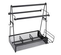 Luocute Chariot de Grill, Support à Condiments pour Barbecue avec 4 Compartiments et 2 Porte-Serviettes en Papier, Organisateur en Maille d'acier au Carbone pour Camping Pique-Nique en