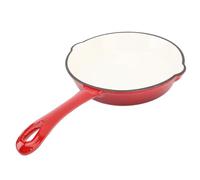 Luocute Crock Pot, Poêle Ronde en Fonte émaillée, Poêle à Frire émaillée, Poêle en Fonte Antiadhésive, Poêle à Frire de Cuisine, Gril, Ustensiles de Cuisine pour la Cuisine de Camping et (25CM)