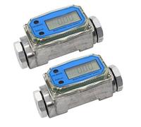 Luocute Débitmètre de Carburant à Numérique 2 Pièces, Débitmètre NPT en Ligne de 1 Pouce 2,6-26GPM avec Adaptateur 3/4 Pouces, adapté à L' Derv D'eau