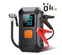 Luocute Démarreur de Voiture avec Pompe à Air, Démarreur d'urgence 12 V avec Pompe à Air, Gonfleur de Pneu 150 (6000 mAh + Pince Ordinaire + Sacs de Rangement)