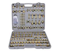 Luocute Détecteur de Fuite de Climatisation de Voiture, Kit D'essai de Fuite de Climatisation des Véhicules à Moteur 122pcs en Laiton AC Fuite Outils de Détection Connecteur Kit de