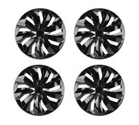 Luocute Enjoliveur de Moyeu de Roue de 15 Pouces, Ensemble de 4 Enjoliveurs de Jante de Roue de 15 Pouces, Ajustement Universel pour Pneus R15, Matériau ABS (Black)