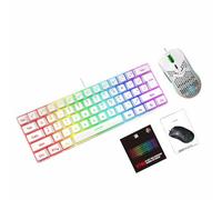 Luocute Ensemble Clavier et Souris de Jeu Filaire, Clavier 61 Touches rétroéclairé RVB et Souris Ergonomique 6400 DPI, avec Touches de Fonction Multimédia et Logiciel Programmable, pour PC (Ensemble