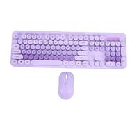 Luocute Ensemble Clavier et Souris sans Fil, Style Machine à écrire Rétro 2,4 GHz avec Touches Rondes et pavé Numérique, pour Ordinateur de Bureau, Ordinateur Portable (Purple)