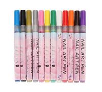 Luocute Ensemble de 12 Stylos 3D pour Nail Art, Stylo à Dessin pour Vernis à Ongles à Pointe Fine de 0,5 Mm, avec des Couleurs Vives pour les Outils de Manucure de Salon, de Fête à la