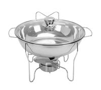 Luocute Ensemble de Buffet à Plat en Acier Inoxydable, Cuisinière Buffet Ronde Facile avec Couvercle en Verre, Récipient de Carburant, pour les Hôtels, Restaurants, Salle à Manger (4,5L)