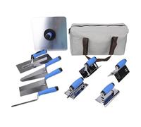 Luocute Ensemble D'Outils à Main de Maçonnerie 10 Pièces, Coupe-brique Truelle D'angle Coupe-bords de Plateau de Ciment avec Sac à Outils en Tissu Oxford 1680D pour la Maçonnerie de