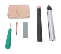 Luocute Ensemble D'outils de Taille de Silex 6 Pièces, 3 Boppers en Cuivre et 2 Flocons à Pression avec Poignée Ergonomique pour L'artisanat de la Pierre, adapté aux Débutants et aux