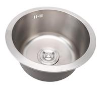 Luocute Évier de Cuisine, évier de Préparation de Barre à Cuve Simple Ronde en Acier Inoxydable 304 brossé Anti-débordement Antirouille, avec Raccord de Tuyau D'évacuation, pour Comptoir