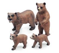 Luocute Figurines D’Ours Grizzly, Poses Réalistes Peintes à la Main for Jeu éducatif et Collection, Animaux Sauvages Miniatures Décoratives pour Enfants et Adultes