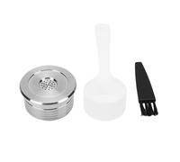 Luocute Filtre de café Rechargeable en Acier Inoxydable, Capsule de café Réutilisable avec Cuillère et Kit de Pinceau, ajusté pour la Machine à café Delta Q, Utilisation Durable,