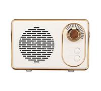 Luocute Haut-Parleur Bluetooth Rétro, Mini Haut-Parleur Bluetooth 5.0 Vintage avec Bracelet en Cuir, Lecteur MP3 USB AUX, Sortie Sonore 5 W, Autonomie de 6 Heures, pour Fête de Camping (White)