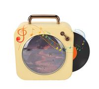 Luocute Haut-Parleur Bluetooth Rétro, Style Tourne-Disque Vintage avec Disque Rotatif et Lumières RVB, Haut-Parleur Portable sans Fil pour Téléphone, Bureau, Maison, Bureau, Fête en (Yellow)