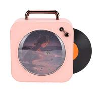 Luocute Haut-Parleur Bluetooth Rétro, Style Tourne-Disque Vintage avec Enregistrement Rotatif Automatique et Lumières RVB, Haut-Parleur Portable sans Fil pour la Maison, Le Bureau, Les (Pink)