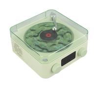 Luocute Haut-Parleur de Style Tourne-Disque, Haut-Parleur sans Fil 3 en 1 avec Veilleuse et Affichage de L'heure, pour la Décoration du Bureau à Domicile, Anniversaire (Green)
