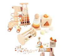 Luocute Instruments de Musique pour bébé, Ensemble de Percussions en Bois pour L'éducation Précoce, Kit D'enseignement de la Musique pour bébé pour Enfants avec Jouets Empilables