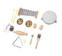 Luocute Instruments de Percussion pour Enfants, Bois de Hêtre Musical | Kit de Rythme D'Éducation Précoce avec Xylophone, Tambourin, Tambour et Maracas, Sac de Rangement Compact pour Salle de