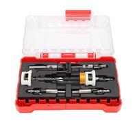 Luocute Jeu de Forets à Fraiser en Métal avec Butée de Profondeur et Adaptateur à Tige Hexagonale pour Vis à Bois, 8 Pièces Comprenant 5 Embouts Centraux 1/8" à 3/16", clé et étuis de