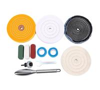 Luocute Kit de Meules de Polissage 6 Po avec 4 Meules de Polissage 3 | Trou D'arbre de 1/2 Po pour Meuleuse D'établi, Adaptateur 1/4 Po pour Perceuse, Denim, Coton, Roues en Flanelle, Meuleuse
