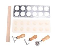 Luocute Kit D'outils de Fabrication de Pâtes, Fabricant de Timbres à Raviolis à 12 Trous, pâtes, Rouleau à Pâtisserie en Bois, pour la Cuisine