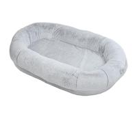 Luocute Lit pour Chien Humain, Grand Lit Orthopédique Lavable en Peluche pour Adultes avec Poche de Rangement, Housse Amovible, Fond Antidérapant, Gris dégradé (135 * 85 * 30CM)