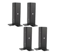 Luocute Lot de 4 Supports de Base D'ancrage Réglables pour Poteau de Pont, Alliage D'aluminium Robuste avec Revêtement en Poudre Noire pour Garde-corps de Pergola de Clôture en Bois 1,5