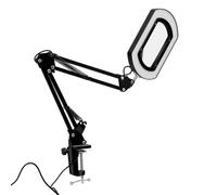 Luocute Loupe Grossissement 15x avec éclairage, Lentille en Verre Optique, 5 Températures de Couleur LED, Bras Rotatif à 360°, Alimentation USB avec Support à Pince Robuste - Idéale pour
