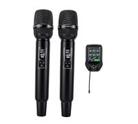 Luocute Microphone sans Fil UHF Portatif avec Télécommande | Système de karaoké Double Rechargeable pour Conférence, Mariage, Fête, Chant, Prise 6.35mm, Cardioïde, Anti-interférence