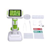 Luocute Microscope pour Enfants, Grossissement 1600X, écran LCD de 4 Pouces avec Mode Filtre Couleur Numérique, 6 Lumières LED Réglables, Interconnexion USB, pour Garçons et Filles âgés (Green)