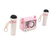 Luocute Mini Machine de karaoké, Haut-Parleur Portable avec 2 Microphones sans Fil, Sangle de Suspension pour Les Aventures en Plein Air, Fêtes d'anniversaire, Activités en Classe (Pink)