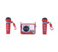 Luocute Mini Machine de karaoké, Haut-Parleur Portable avec 2 Microphones sans Fil, Sangle de Suspension pour Les Aventures en Plein Air, Fêtes d'anniversaire, Activités en Classe (Blue)