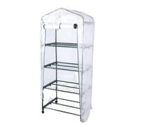 Luocute Mini Serre, Roues Rotatives à 360 °, Petite Serre pour Plantes en PE avec Support à 4 Niveaux, 27,2 X 19,3 X 62,2 Pouces, Fournitures de Jardinage pour Protection Contre Le Gel (White)