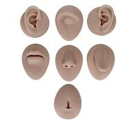 Luocute Modèle de Corps en Silicone, Kit de Pratique des Parties du Corps Humain Souple avec Yeux, Oreilles, Nez, Bouche, Langue, Nombril, avec Présentoir en Acrylique pour (Teint foncé)