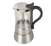 Luocute Moka Pot, Cafetière à Expresso en Acier Inoxydable avec Dessus en Verre Transparent, Cafetière Italienne 4 Tasses avec Poignée pour Cuisinière à Gaz électrique à Induction, 7,9