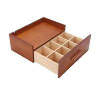 Luocute Organisateur de Sachets de thé en Bois, Boîte de Rangement en Bois Robuste avec 8 Compartiments et Garde-corps, pour Organiser les Sachets de thé et les Ustensiles de (BROWN)
