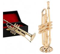 Luocute Ornements de Modèle de Trompette, Décoration de Bureau D'instrument Miniature en Laiton Exquis or, avec une Simulation élevée pour Bibliothèque de Bureau de Salle de Musique