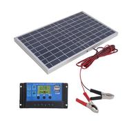 Luocute Panneau Solaire 10W 12V, Polycristallin, IP65 Étanche, Contrôleur | Kit solaire polycristallin, matériau PET, sortie 0,8 A, pour Camping randonnée voyage, chargement de batterie 12 V, sac à