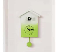 Luocute Pendule à Coucou Moderne avec Carillon Horaire et Oiseau en (Green) | Conception Fonctionnant sur Batterie, Volume Réglable, Mode Silence Nocturne, pour Bureau ou Salon