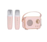 Luocute Petit Ensemble de Haut-parleurs de karaoké sans Fil, Machine à karaoké Portable avec 2 Microphones sans Fil pour Enfants Adultes à la Maison Fête Intérieure Extérieure (Pink)