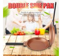 Luocute Poêle à Frire Double Face, Crêpière en Fer de 7,48 Pouces | Poêle en fer doré, conception à rabat antiadhésive, pour œufs au plat, pain grillé et cuisine domestique, Compatible avec