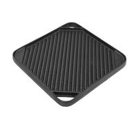 Luocute Poêle à Griller en Fonte, Plaque Chauffante Carrée Réversible, | Construction en Fer Non Revêtu, rainuré à Double Usage et pour le Camping en Plein Air, Rôtissage à Domicile pour